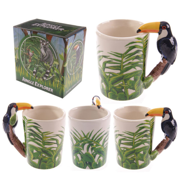 Novelty Ceramic Jungle Mug with Toucan Shaped Handle