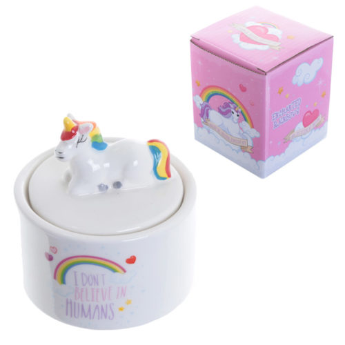 Novelty Ceramic Rainbow Unicorn Jewellery Box