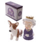Novelty Collectable Queen and Corgi Ceramic Salt and Pepper Set