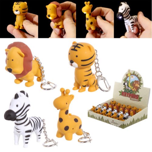 Novelty LED Zoo Designs Key Rings with Sound