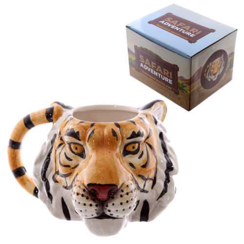Novelty Tiger Head Shaped Ceramic Mug