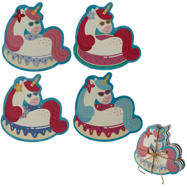 Set of 4 Novelty Coasters - Vacation Vibes Unicorn