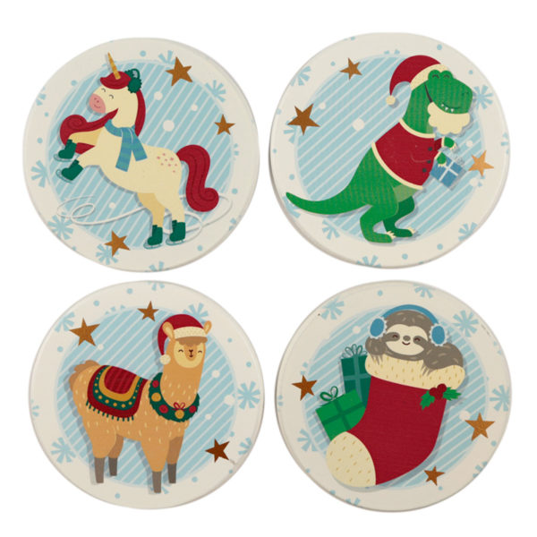 Set of Novelty Coasters - Christmas Festive Friends