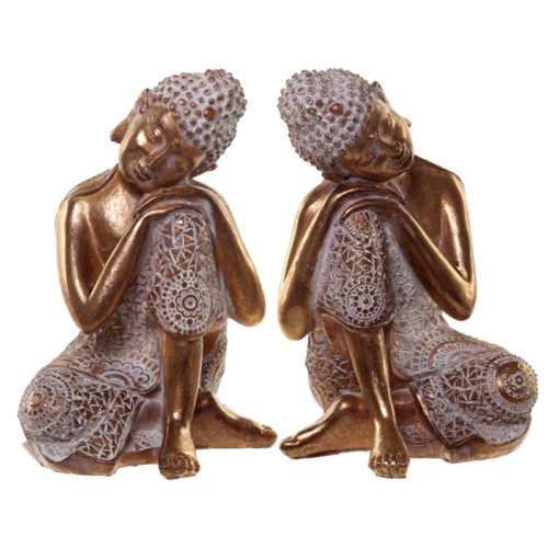 Thai Buddha Figurine - Gold and White Contemplation