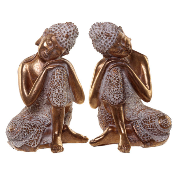 Thai Buddha Figurine - Gold and White Contemplation