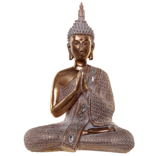 Thai Buddha Figurine - Gold and White Lotus