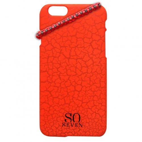 SO SEVEN IPHONE 5 5s Orange Cracked Color +bracelet backcover