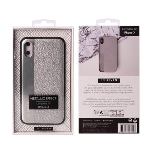 SO SEVEN METALLIC PU IPHONE X XS silver backcover