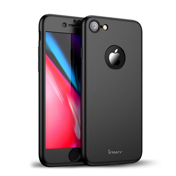 Θηκη IPAKY Classic 360° για Apple iPhone 8+ Μαυρη & Προστατευτικο Τζαμι
