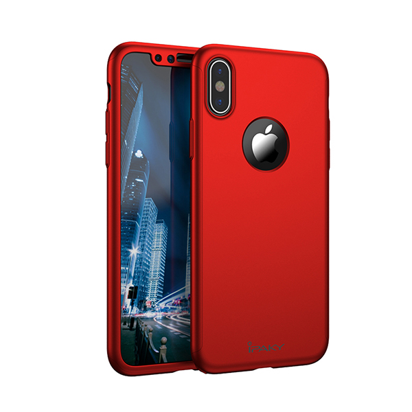 Θηκη IPAKY Classic 360° για Apple iPhone X Κοκκινη & Προστατευτικο Τζαμι