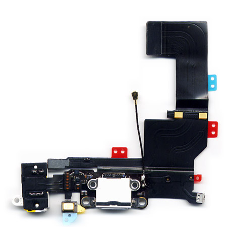 Καλωδιο Πλακε Για Apple iPhone 5S Με Κοννεκτορα Φορτισης-AV Ακουστικων Ασπρο-Μικροφωνο OR