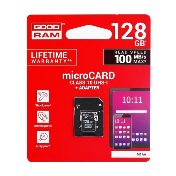 Καρτα Μνημης Trans Flash 128GB GoodRam Με Ανταπτορα SD Class 10