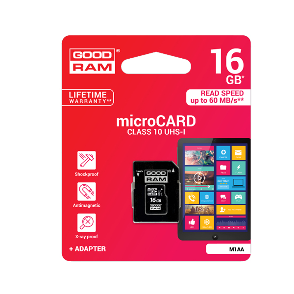 Καρτα Μνημης Trans Flash 16GB GoodRam Με Ανταπτορα SD Class 10