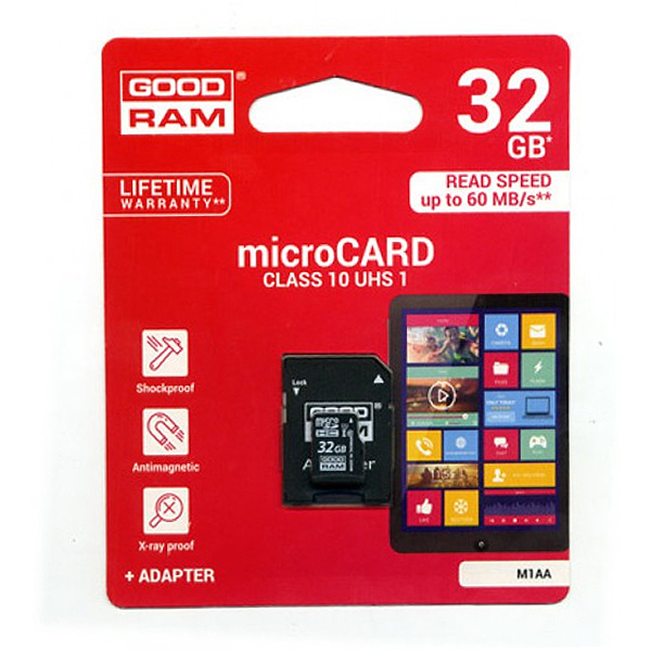 Καρτα Μνημης Trans Flash 32GB GoodRam Με Ανταπτορα SD Class 10