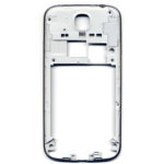 Μεσαιο Πισω Πλαισιο Για Samsung i9500 - i9505 Galaxy S4 Ασπρο Με Τζαμακι Φλας-Πλαστικα Κουμπακια Πλαινα Ασημι Περιμετρικο OR