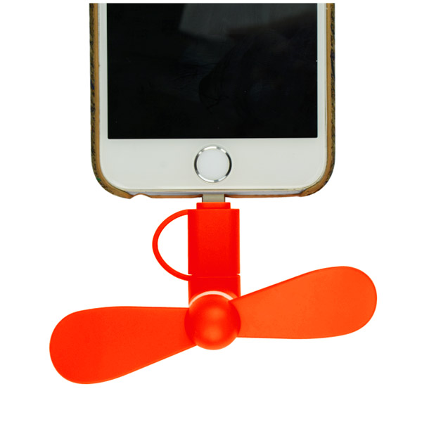 Μινι Ανεμιστηρακι GNG Με Υποδοχη Micro Usb & Lightning Πορτοκαλι