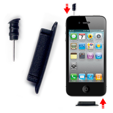 Πλαστικες Ταπες Προστασιας Για iPhone 3G/3GS/4 Σετ 2 Τεμαχιων Υποδοχης Φορτισης & Ακουστικων Μαυρες ή Ασπρες OR