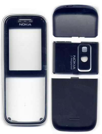 Προσοψη Για Nokia 6233 Ασημι Εμπρος Με Μαυρο Τζαμι-Πισω Μαυρο (Σετ 3 Τεμαχιων) OEM