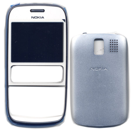 Προσοψη Για Nokia Asha 302 Εμπρος Ασπρη Με Τζαμι-Καλυμμα Μπαταριας Γραφιτης OR (0259226 + 0259233)