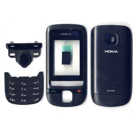 Προσοψη Για Nokia C2-05 Μαυρη Full Με Τζαμι Και Sim Holder-Πλαστικες Ταπες-Χωρις Πληκτρολογια-Χωρις Αρθρωση OEM