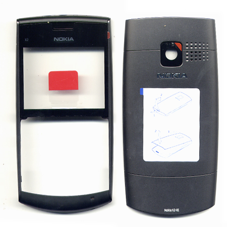 Προσοψη Για Nokia X2-01 Εμπρος-Πισω Σκουρο Γκρι Με Μαυρο Τζαμι OR (0258006+0258015)