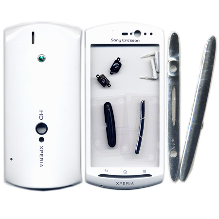 Προσοψη Για SonyEricsson MT15 Neo Ασπρη OEM Εμπρος-Πισω Με Πλαινες Ταπες Ασημι-Πλαστικα Κουμπακια-Χωρις Τζαμι