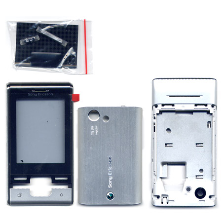 Προσοψη Για SonyEricsson T715 Aσημι OEM Full Με Τζαμι Μαυρο-Πλαστικα Κουμπακια-Χωρις Αρθρωση