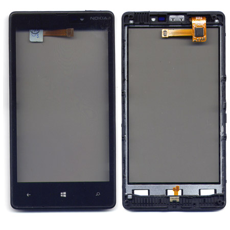 Τζαμι Για Nokia Lumia 820 Με Προσοψη Μαυρη OEM