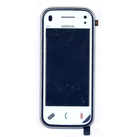 Τζαμι Για Nokia N97 mini Με Ασπρη Προσοψη Και Ασημι Πλαισιο OR