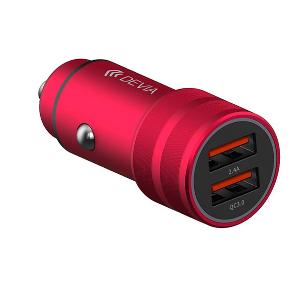 Φορτιστης Αυτοκινητου Devia Quick Charger με 2 Θυρες USB 30W Κοκκινο