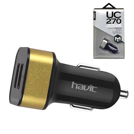 Φορτιστης Αυτοκινητου Havit Dual 3.4A Μαυρο Χρυσο
