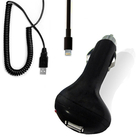Φορτιστης Αυτοκινητου USB Για Apple iPhone 5 Με Καλωδιο Data  (Μεχρι IOS 6)