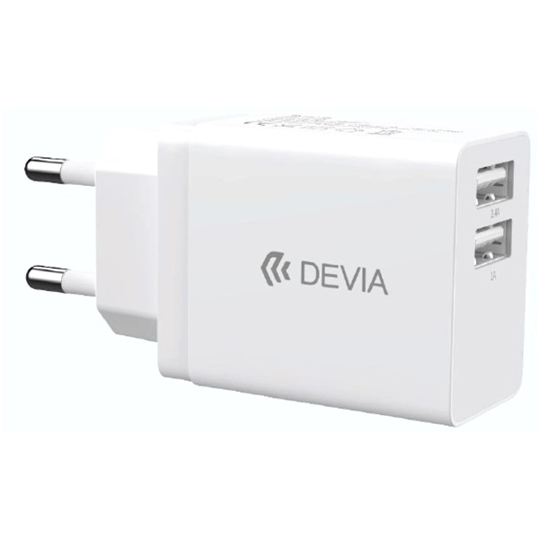 Φορτιστης Σπιτιου Devia Smart Series Με 2 Θυρες Usb 2.4A Ασπρος