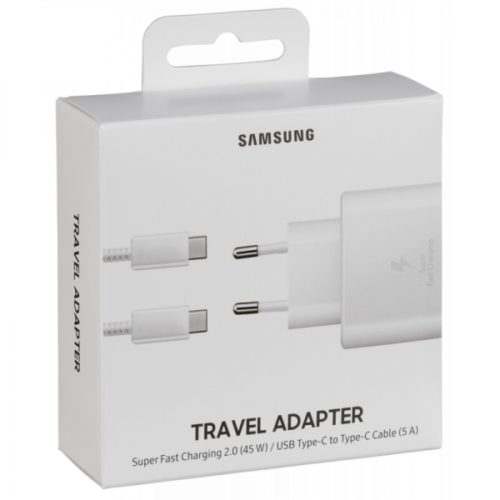 ORIGINAL SAMSUNG TRAVEL CHARGER 45W TYPE C to TYPE C white