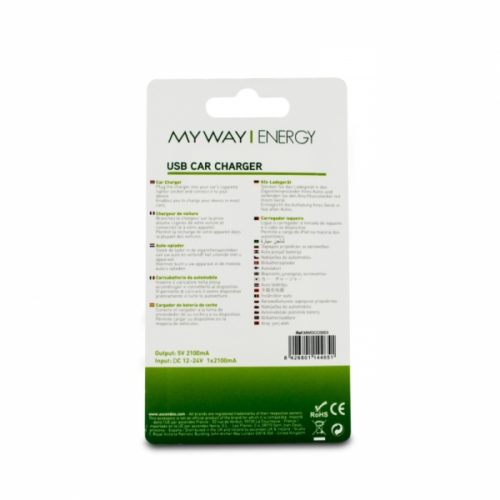 MYWAY CAR CHARGER USB 2.1A black