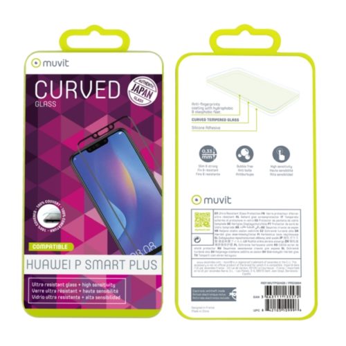 MUVIT JAPAN FULL FACE HUAWEI P SMART PLUS 2018 black tempered glass