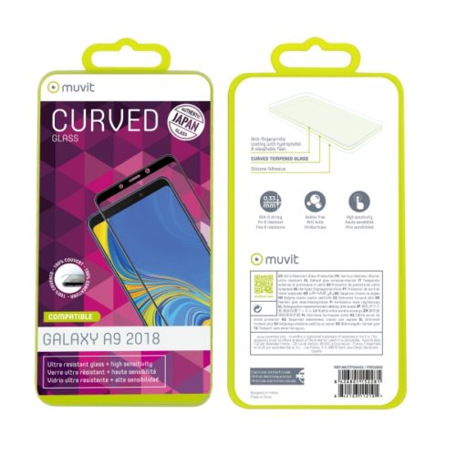 MUVIT JAPAN FULL FACE SAMSUNG A9 2018 black tempered glass