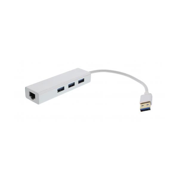 Adaptor USB3.0 to LAN 10/100/1000Mbps x3 USB3.0 Well ADAPT-USB3.0-USB3.0X3/GB