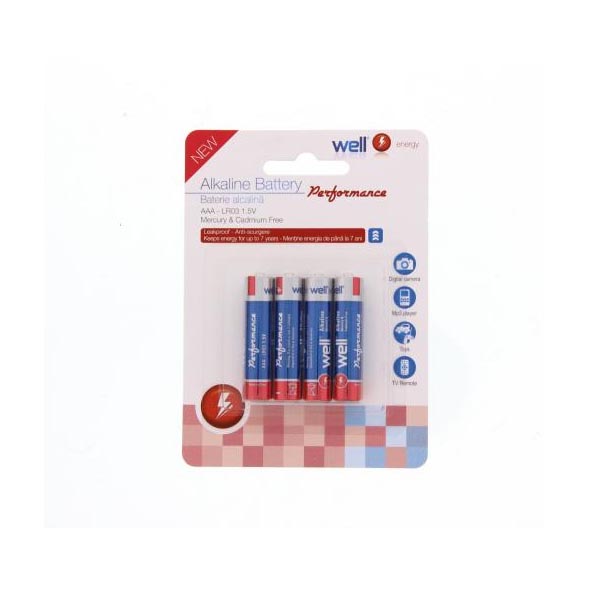 Well LR03  AAA 4τεμ Αλκαλική Μπαταρία BAT-R3/ALK-BL4-WL