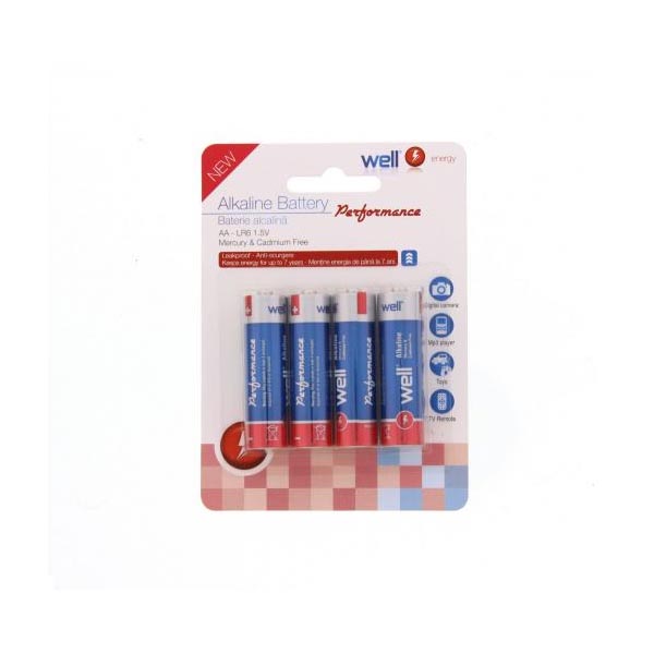 Well LR06  AA 4τεμ Αλκαλική Μπαταρία BAT-R6/ALK-BL4-WL