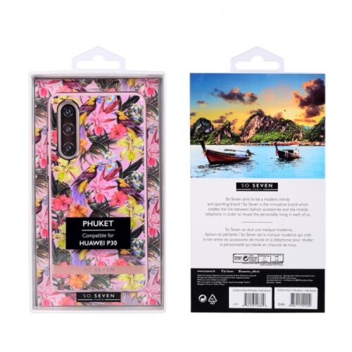 SO SEVEN PUCKET TROPICAL PINK BIRD HUAWEI P30 backcover
