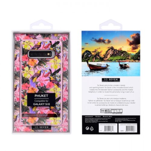 SO SEVEN PUCKET TROPICAL PINK BIRD SAMSUNG S10 backcover
