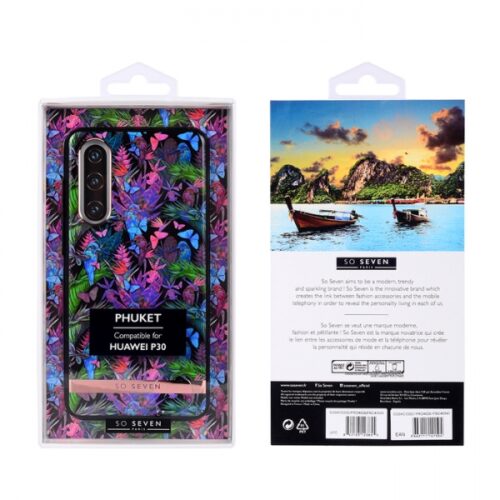 SO SEVEN PUCKET TROPICAL BLACK BUTTERFLY HUAWEI P30 backcover