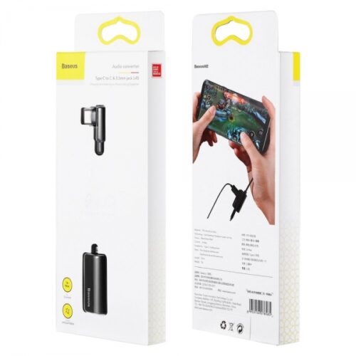 BASEUS ADAPTER TYPE C MALE TO TYPE C FEMALE + 3.5mm JACK black