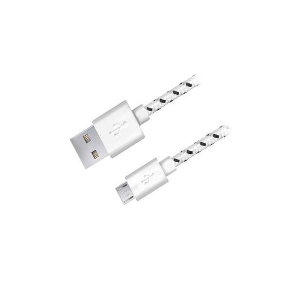Καλώδιο Micro USB 2.0 1m Fabric braided λευκό