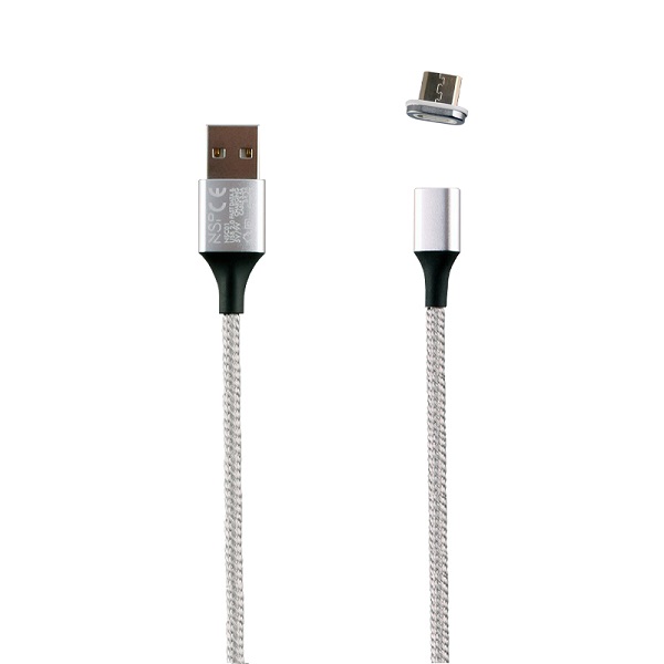 Καλώδιο Micro USB Φόρτισης-Data Magnetic Braided 3.5A QC 2.0 1m Ασημί NSP