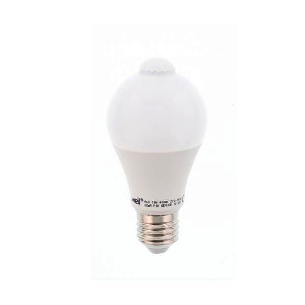 Λάμπα LED 10W E27 4000K με αισθητήρα κίνησης Well LEDLNPIR-A6010E27-WL