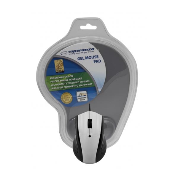 Σετ Ενσύρματο Ποντίκι με Gel Mouse Pad γκρι EM125E