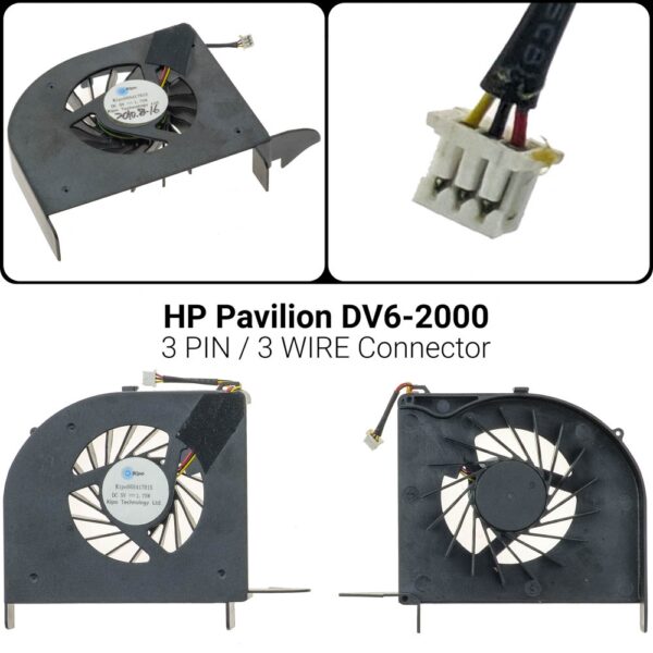3 PIN3 WIREΑνεμιστήρας HP Pavilion DV6-2000 DV6-2100 cpu cooling 579158-001 600868-001DV6-2000 DV6-2100 579158-001 600868-001 DFS531305M30T