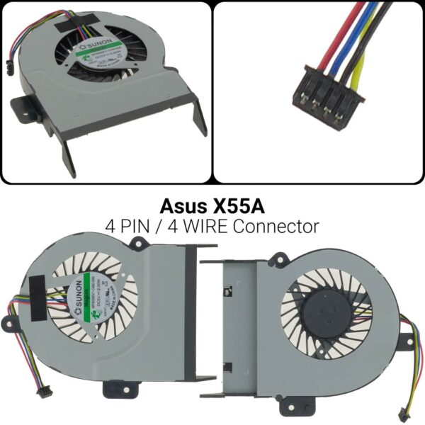 4 PIN4 WIREΑνεμιστήρας Asus X55AMF60090V1-C480-S99 9-10mmAsus k55 X55A K55A K55X X55 X55C X55A X55U X55Sa F55 MF60090V1-C480-S99